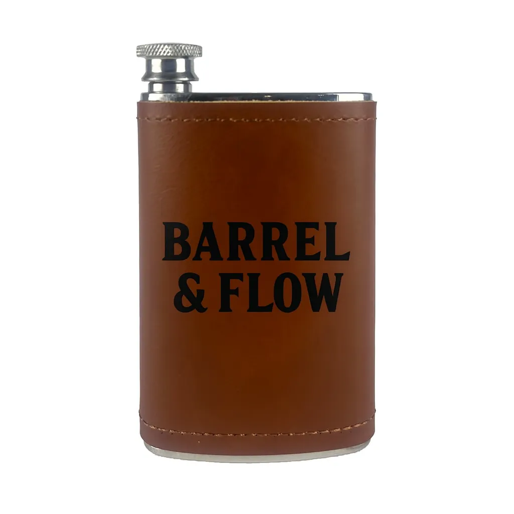 5 oz. Aged Cognac Leather Field Flask — custom engraved