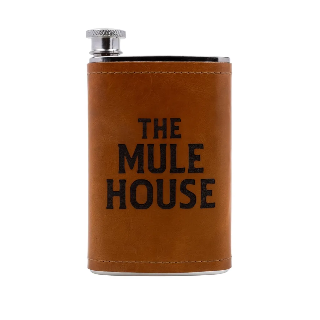5 oz. Extra Aged Leather Field Flask — custom engraved