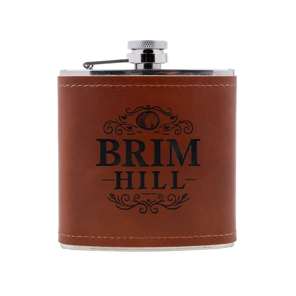 6 oz. Aged Cognac Leather Flask — custom engraved