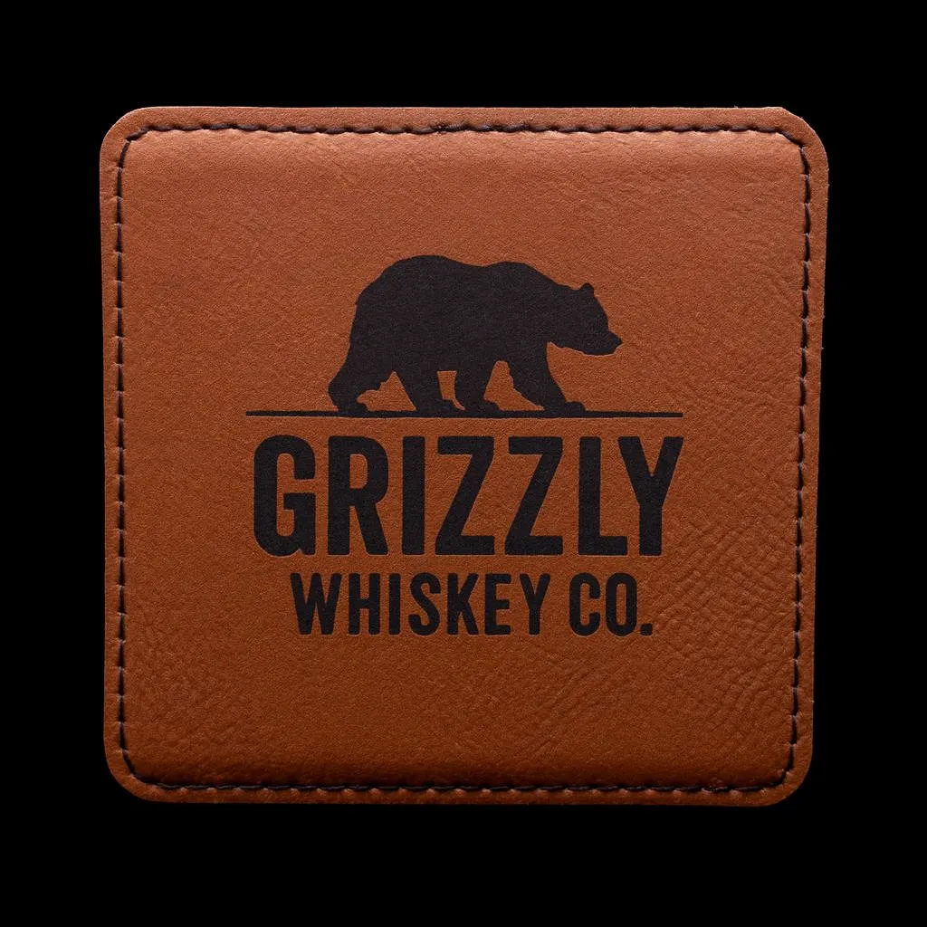 Cognac Square Coaster — custom engraved