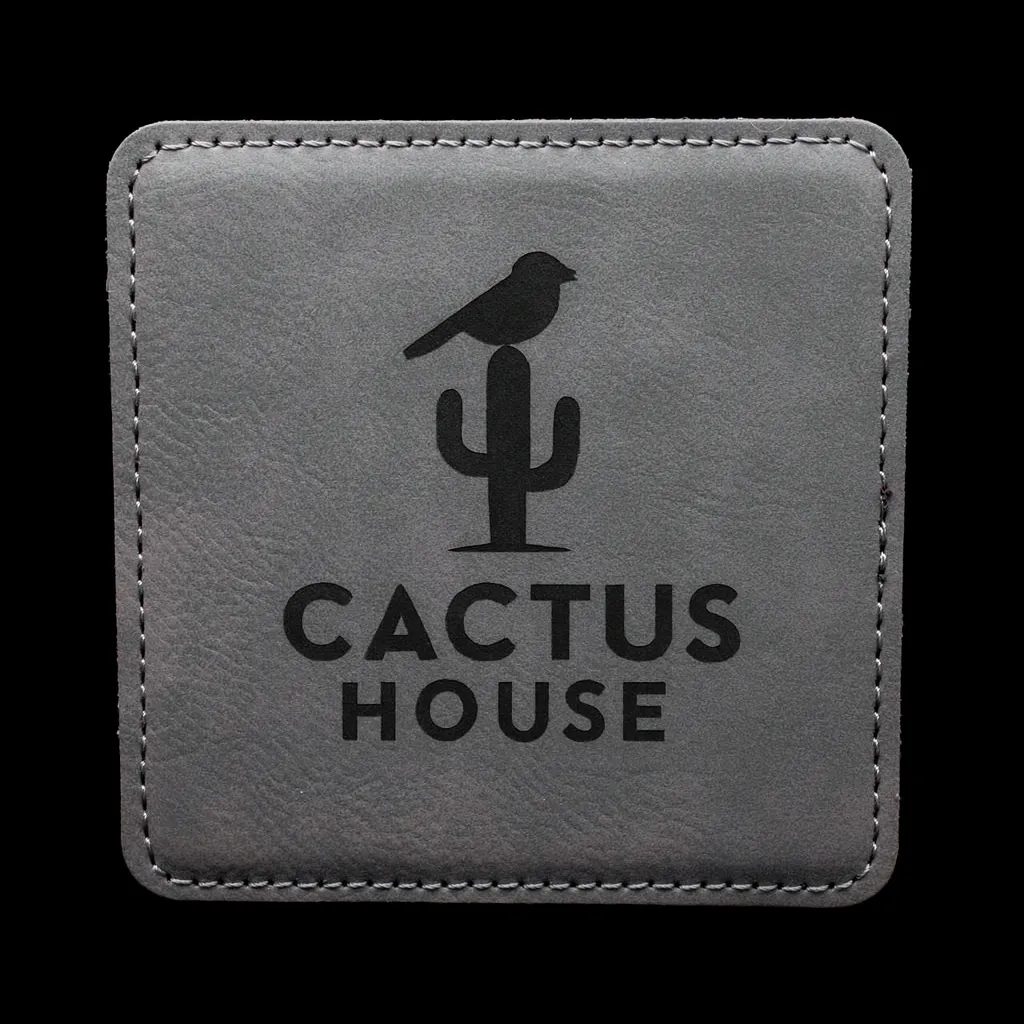 Gray Square Coaster — custom engraved