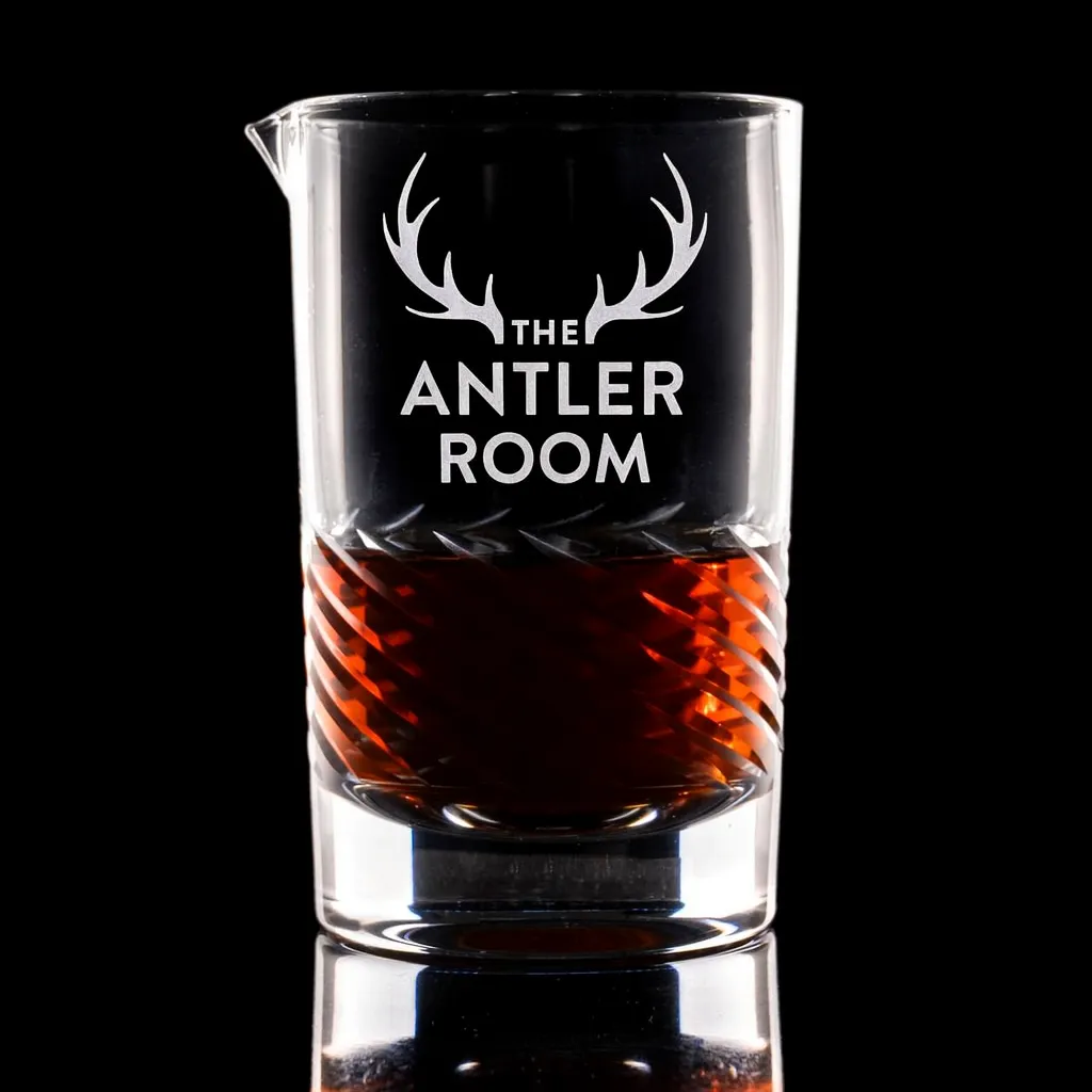Luna Swirl Mixing Glass — custom engraved