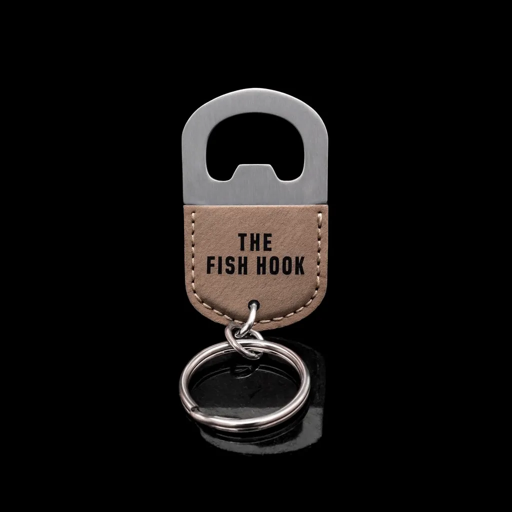 Oval Tan Keychain Bottle Opener — custom engraved