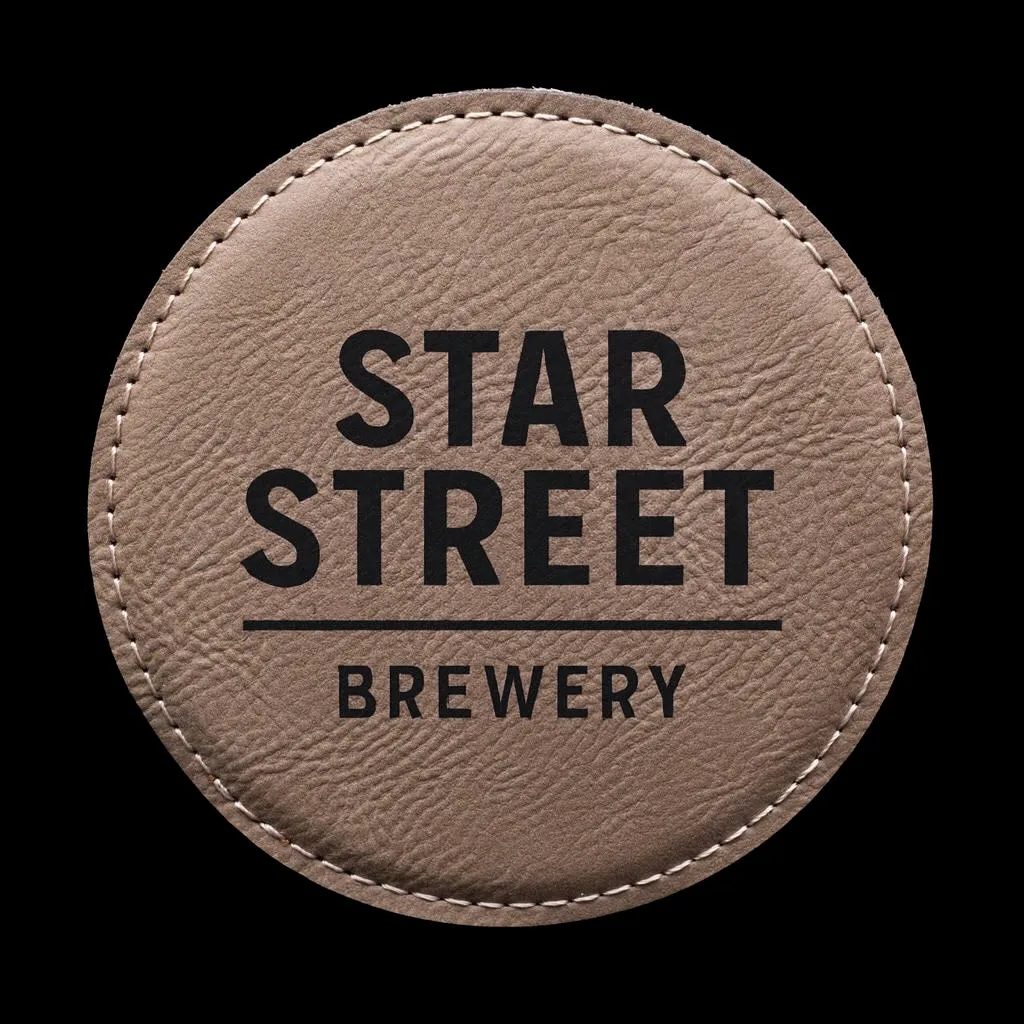 Tan Round Coaster — custom engraved